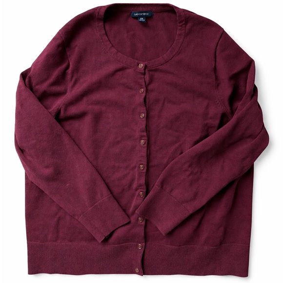 Lands' End Sweaters - Lands’ End Burgundy Button Front Cardigan Sweater 2X Classic Soft Knit